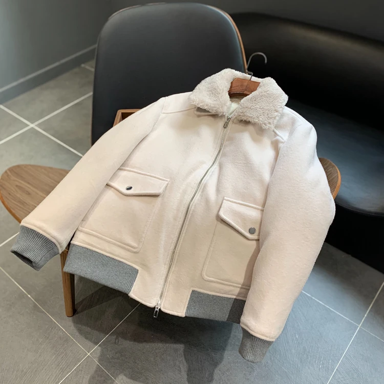 Шерстяной меховой воротник шерстяная ткань белый утиный пуховик Мужская