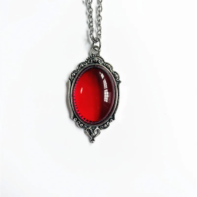 

Trend Retro Creative Inlaid Dark Red Half Oval Zircon Pendant Necklace Ladies Gothic Elegant Luxury To Send Girlfriend Jewelry