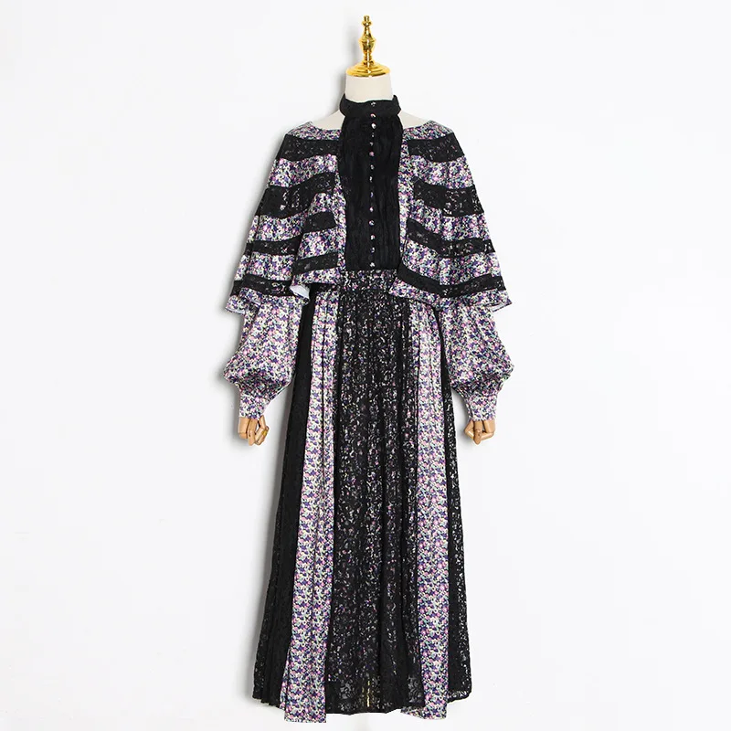 Подиумный бренд 2020 Осень зима женское роскошное платье с рукавами плащами