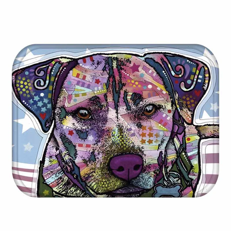 

Hongbo New Cartoon Style Lovely Dog Painting Dogs Print Colorful Portrait Carpets Anti-slip Floor Mat Outdoor Rugs Animal Front