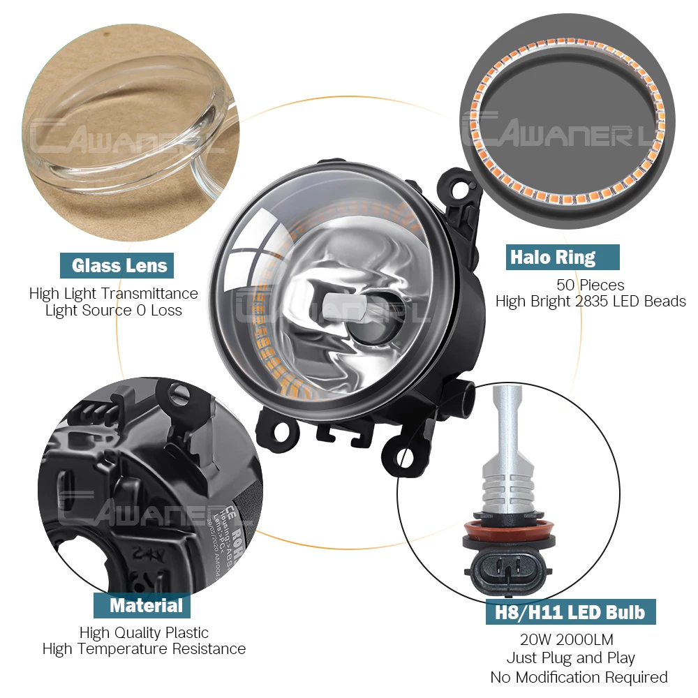 2 X противотуманные фары ангельские глазки в сборе кольцо Halo дневного света
