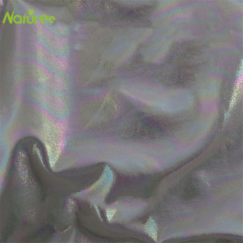 50 см * 143 Лазерная Переливающаяся эластичная ткань из спандекса для