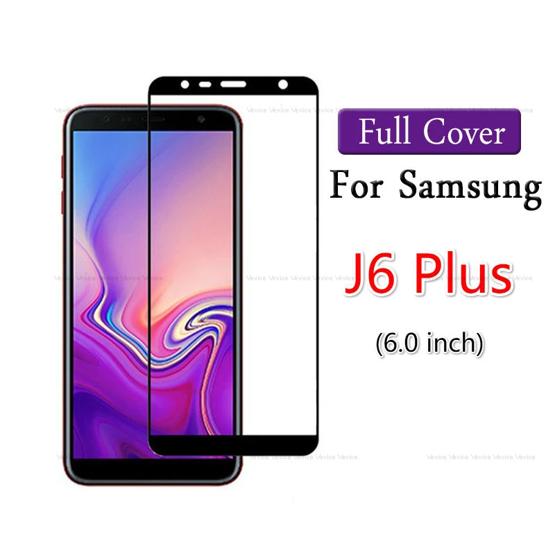 Защитное закаленное стекло для Samsung Galaxy J6 2018/J6+ с черной/белой/золотой