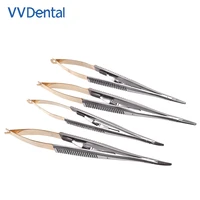 vvdental 1pcs surgical dental orthodontic implant castroviejo needle holders ce tool straight curved forceps 14cm16cm tweezer