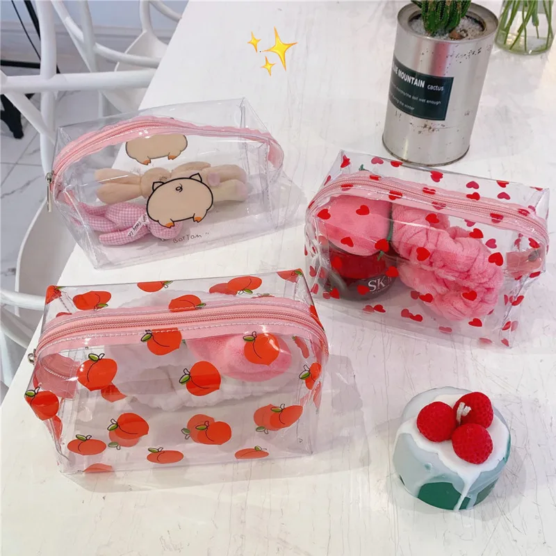 Прозрачная ПВХ сумка для карандашей большой емкости кавайная хранения кошелек