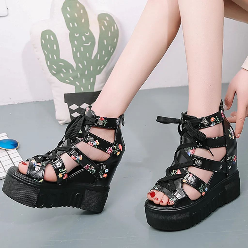 Туфли на танкетке женские босоножки Zapatos De сезон лето Для женщин сандалии
