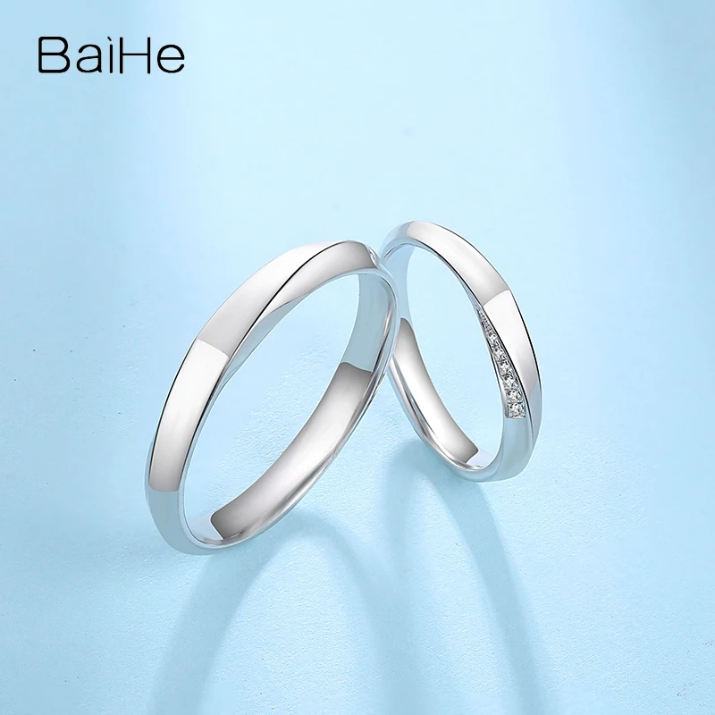 Обручальное кольцо BAIHE из 18-каратного белого золота с натуральными бриллиантами