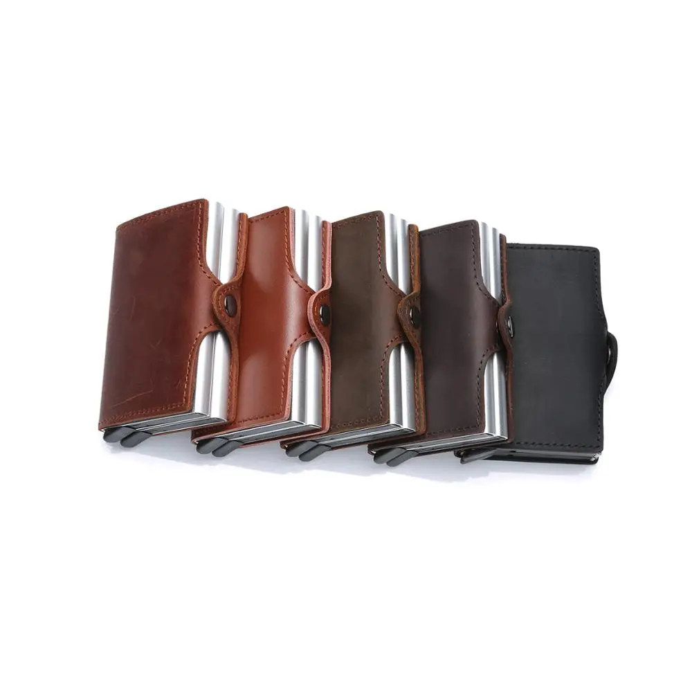 Двойной чехол держатель для кредитных карт мужской бумажник из натуральной кожи