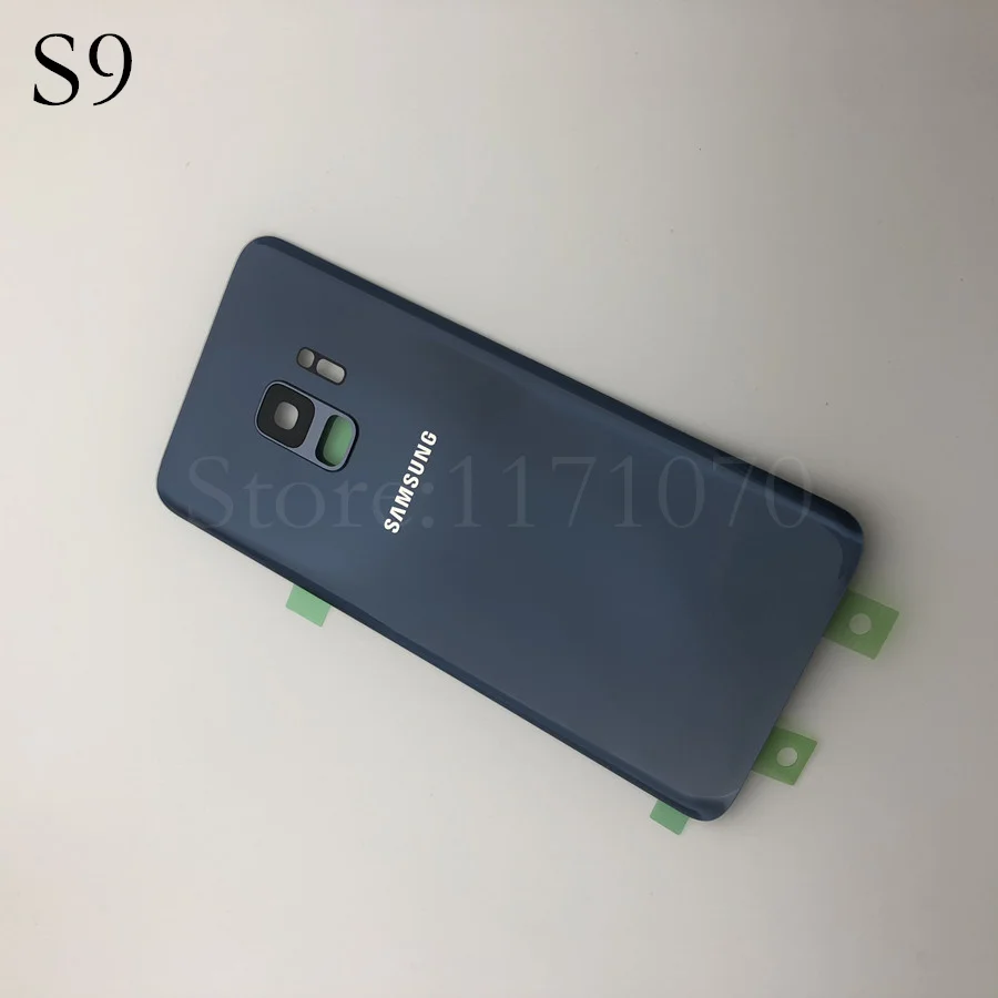 Для samsung Galaxy S9 плюс s9+ G965 SM-G965F G965FD S9 G960 SM-G960F G960FD стеклянная задняя крышка батарейного отсека двери Корпус Замена - Цвет: s9 blue