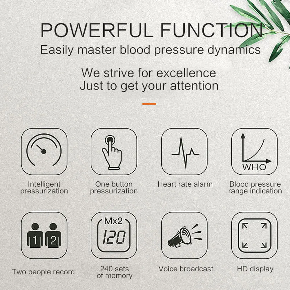 Монитор артериального давления медицинский верхний Пульс пульса Голосовая