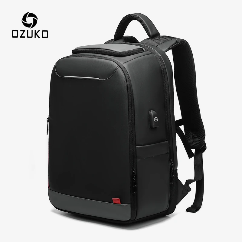 Мужские рюкзаки для ноутбука OZUKO 15 6 дюйма с usb зарядкой многофункциональный