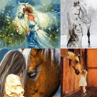 amtmbs horse and girl picture diy painting by numbers adults hand painted on canvas coloring by numbers home wall art decor
