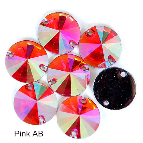 Pink AB Круглые разноцветные стразы Rivoli из смолы, стразы для пришивания, стразы для пришивания, круглые стразы для пришивания одежды Y3625 - Цвет: Pink AB