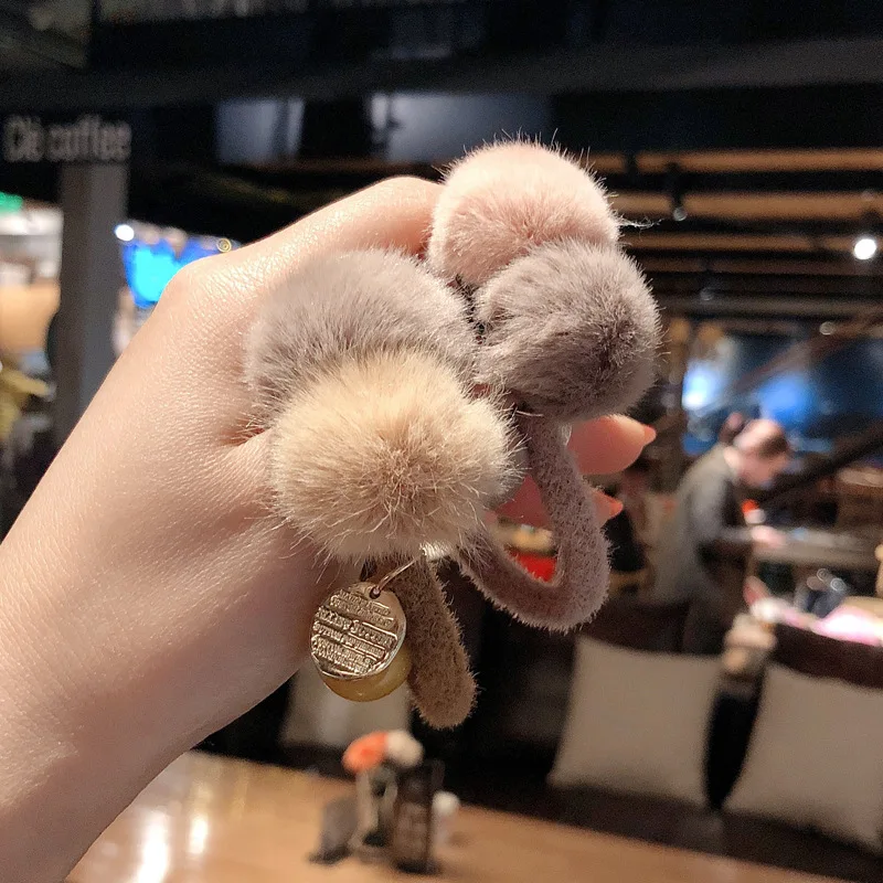 Милый плюшевый шарик веревка для волос девочек в стиле ретро монеты эластичные