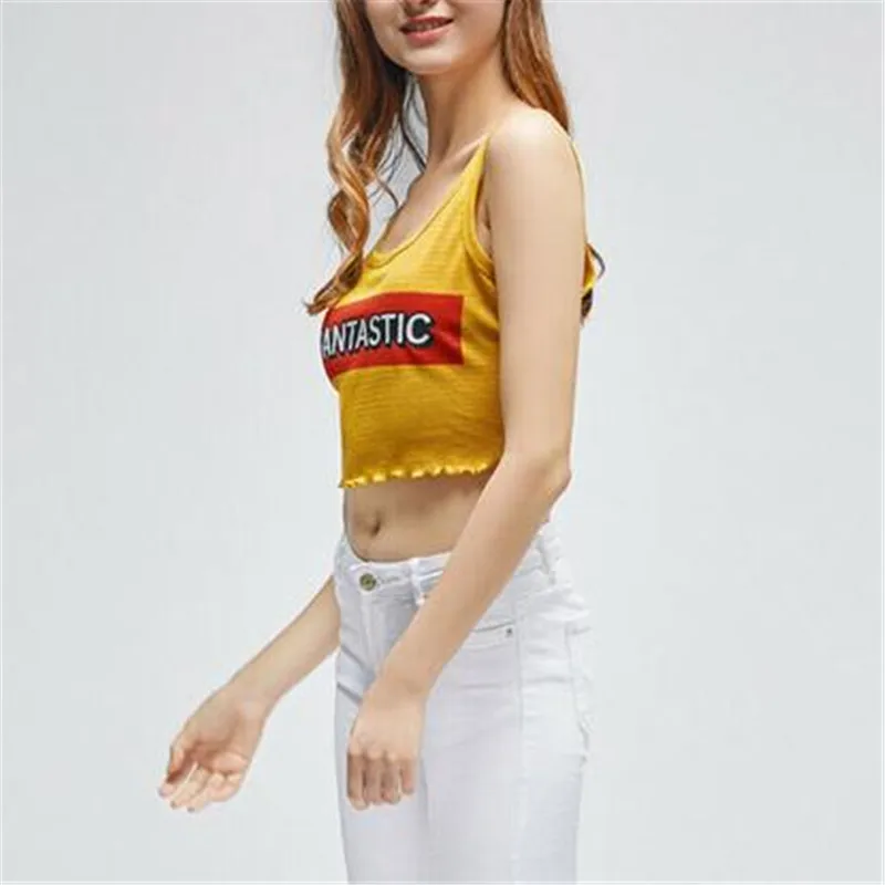 Женские сексуальные летние майки Новые однотонные облегающие топы с буквенным