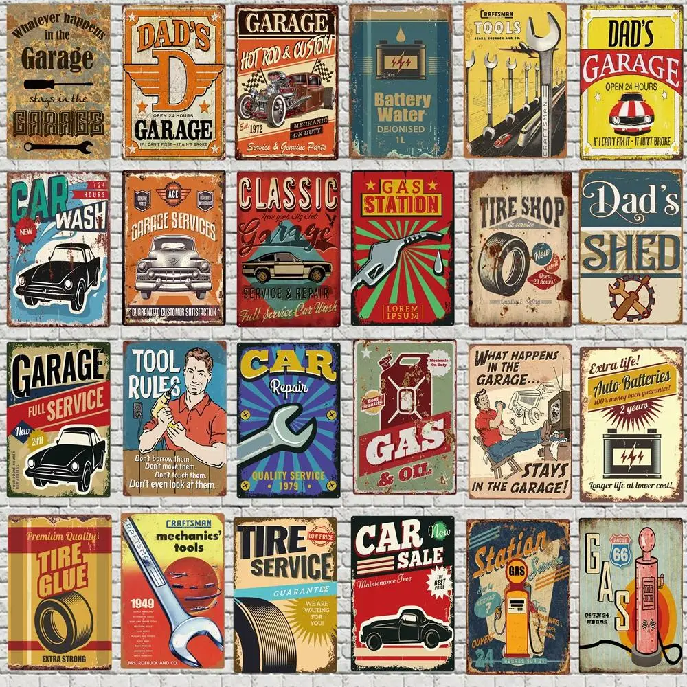 Оловянная табличка в винтажном стиле для обслуживания шин ремонт автомобиля