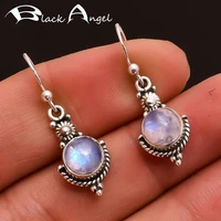 black angel fashion 925 sterling silver moonstone gemstone drop earring for women bijoux femme jewelry oorbellen christmas gift
