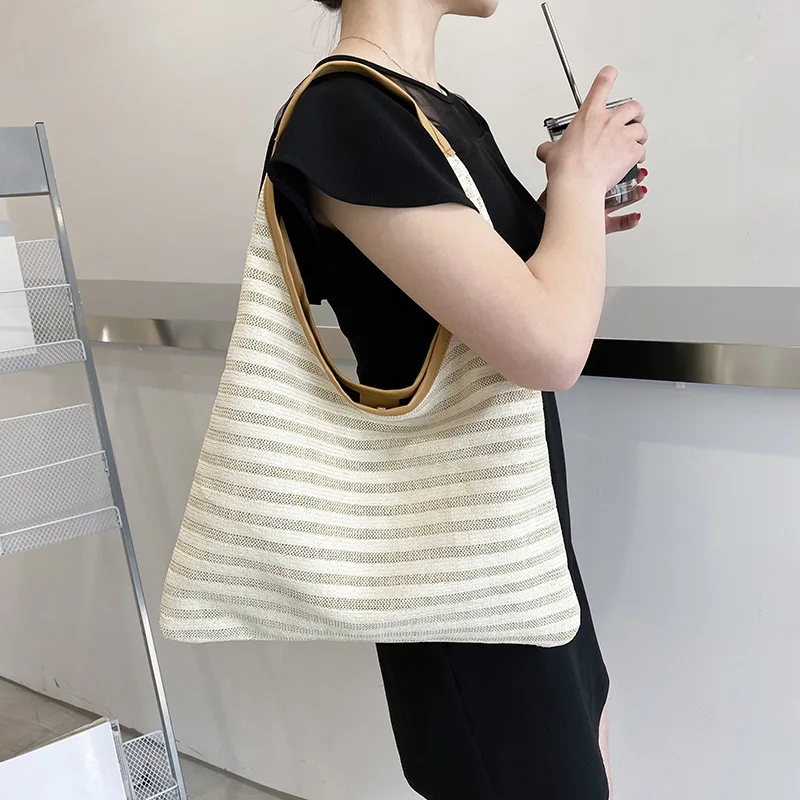 

Женская плетеная Сумка через плечо, соломенная винтажная вместительная пляжная сумочка-тоут для отпуска, на лето