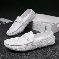 2021 summer half drag peas leather mens driving shoes mens slipper penny loafers men moccasins man mules tenis masculino white