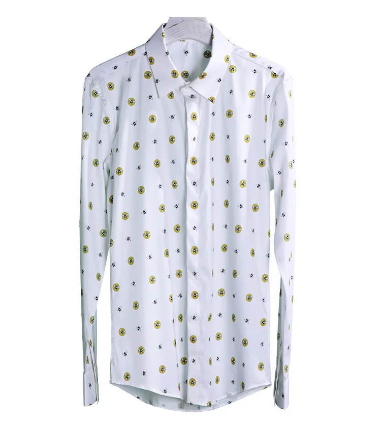 Рубашка Minglu мужская с принтом в горошек роскошная модная сорочка пчелиным