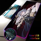 Большой RGB-коврик для мыши MRGLZY Honkai Impact Anime Girl XXL с четырьмя USB-портами, Прямая поставка, коврик для мыши, женский Настольный коврик