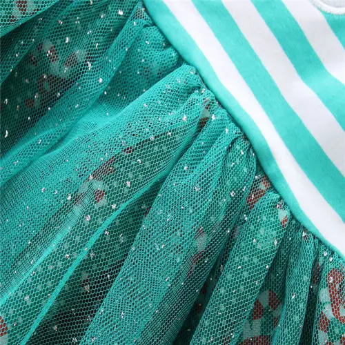 

2019 Christmas Reindeer Dress Long Sleeve Baby Girls embroidery Striped Princess Dress Kids Girl Party Dresses