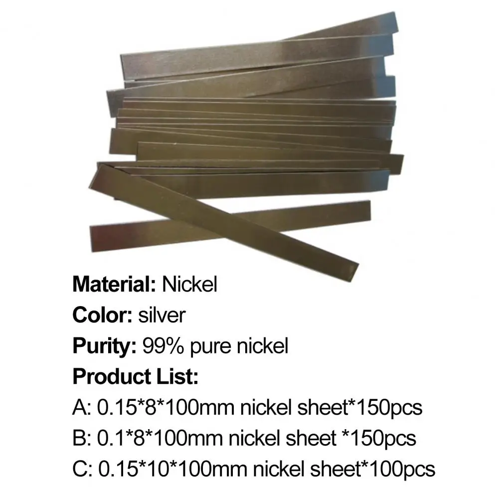 

100/150Pcs Nickel Strip Anti-rust Short-circuit Protection 99-percent Purity Good Tension Nickel Soldering Tabs for Li-Battery