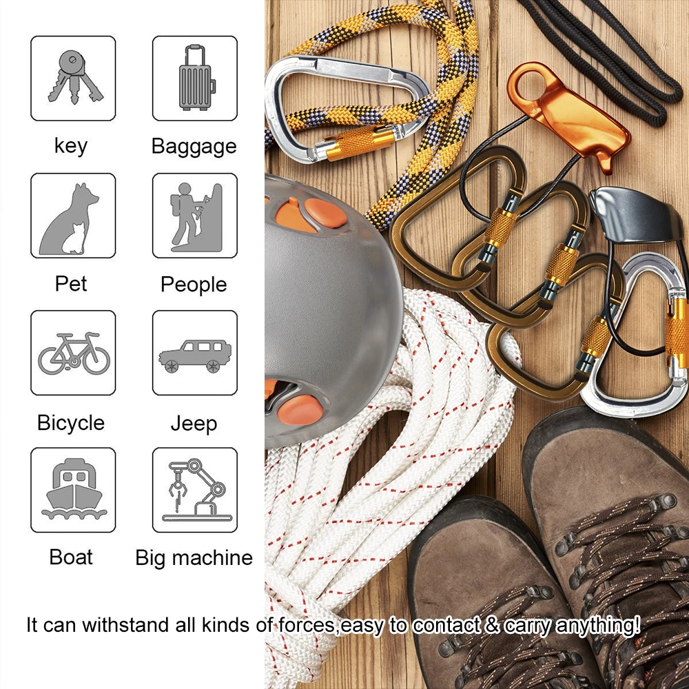 Авиационный алюминиевый карабин Автоматическая блокировка 25KN скалолазание d