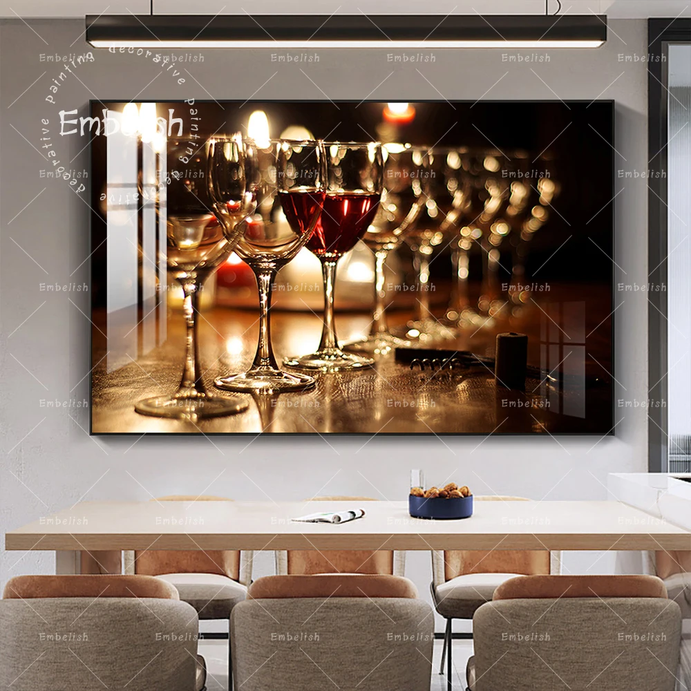 

1 Pieces Kitchen Decor Wall Art Posters Wine Glasses HD Print Canvas Modular Paintings Home Decor Pictures Frameworks