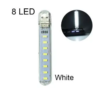 8 leds white DC 5 В Мини светодиодный Ночной светильник, портативный 10 светодиодный s 24 светодиодный s USB настольная лампа для чтения, сгибаемый удлинитель, адаптер для США, книжный светильник s - Испускаемый цвет: 8 leds white