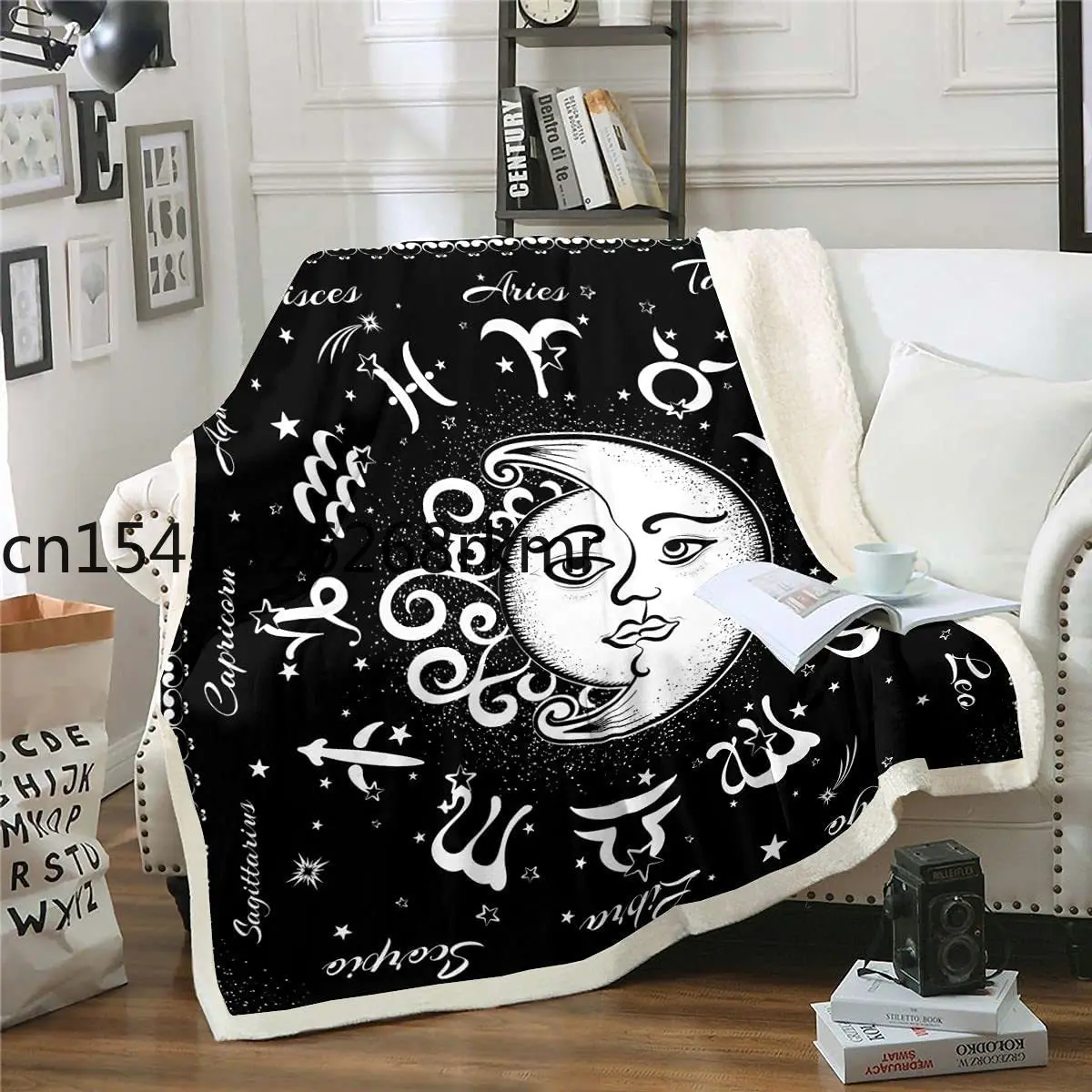 

Feelyou Boho Trippy Plush Blankets and Throws Sun and Moon Throw Blanket Boho Tribal Sherpa Blanket Constellation Fuzzy Blanket