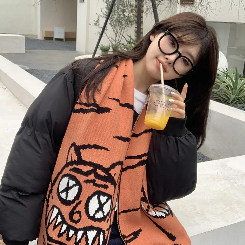 Зимние кашемировые шарфы для родителей и детей с мультяшными животными Детские