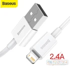 Baseus USB кабель для iPhone 12 11 Pro Max Xs X 8 Plus 2.4A кабель для быстрой зарядки для iPhone 5s 6s 7 SE зарядный кабель USB кабель для передачи данных