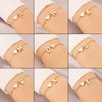 geometric heart shaped love bracelet fashion bohemian womens luxury jewelry letter bracelets 2021 a z