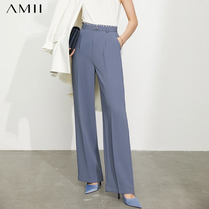 

Amii Minimalism Summer New Women's Pants Fashion Letter Embroidery Loose Women's Trousers Causal Women's Chiffon Pants 12130226