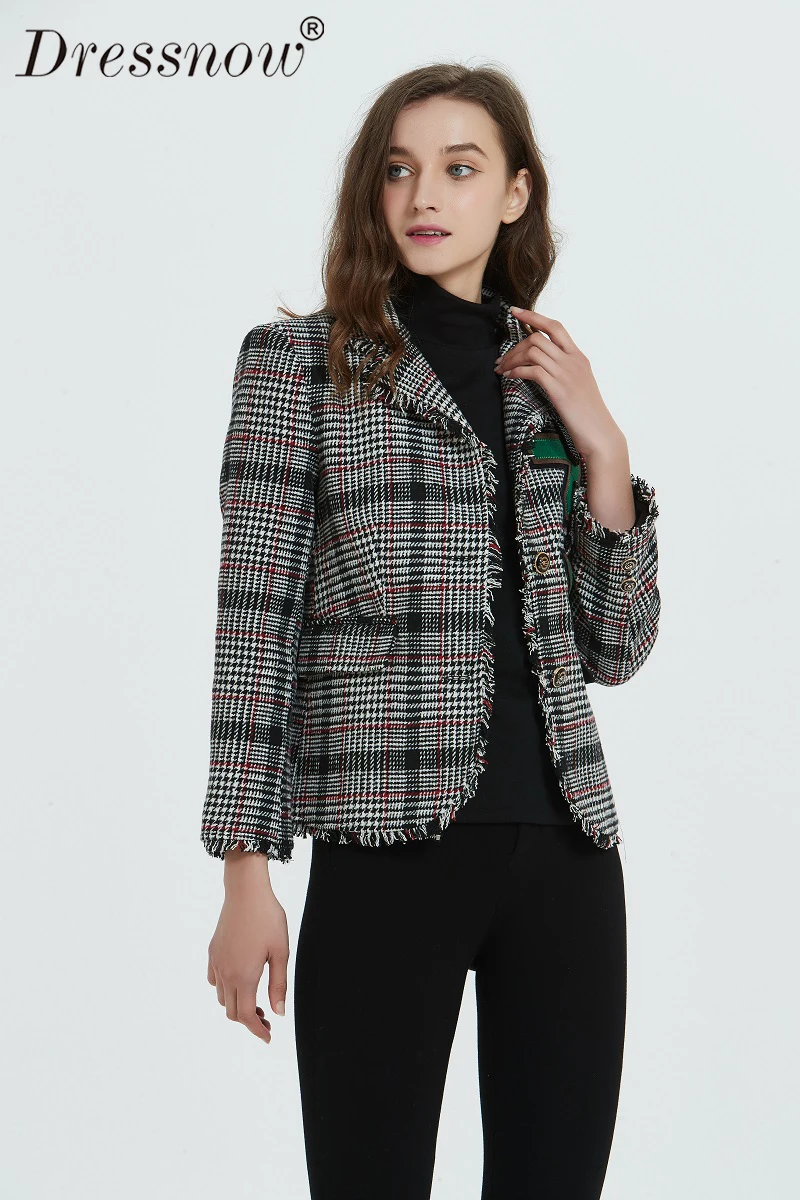 Dressnow, высокое качество, женские зимние плотные твидовые клетчатые куртки, пальто, зимняя куртка с длинным рукавом, пальто, женская твидовая куртка, верхняя одежда