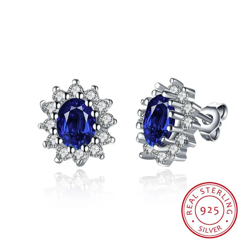 Женские серьги гвоздики из серебра 925 пробы с натуральным