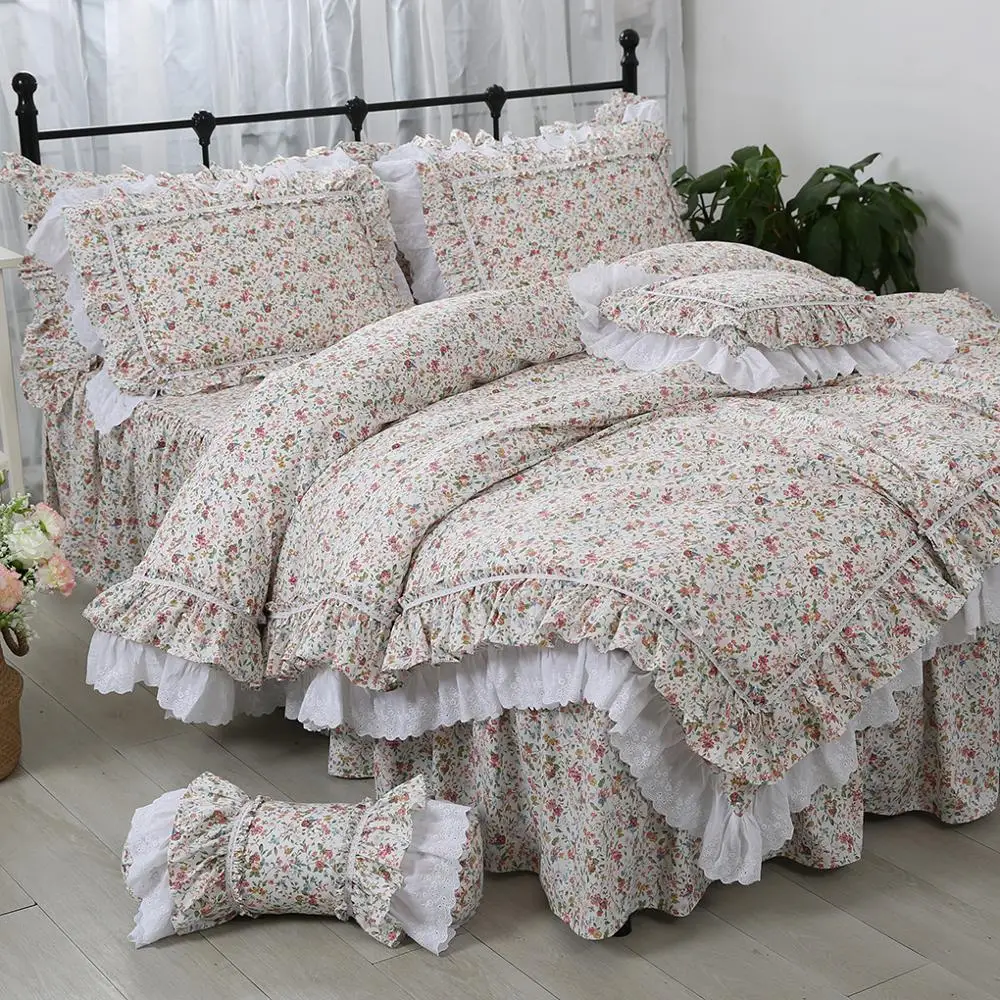 Роскошный комплект постельного белья принцессы с пасторальными цветочными