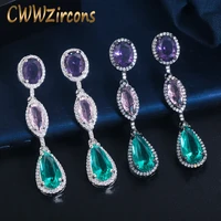 cwwzircons brazilian black gold color blue cz crystal long water drop earrings 2020 new fashion ladies boho party jewelry cz764