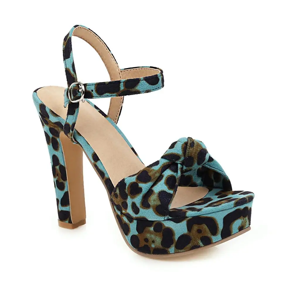 Оригинальные популярные сандалии с леопардовым принтом цвет синий коричневый