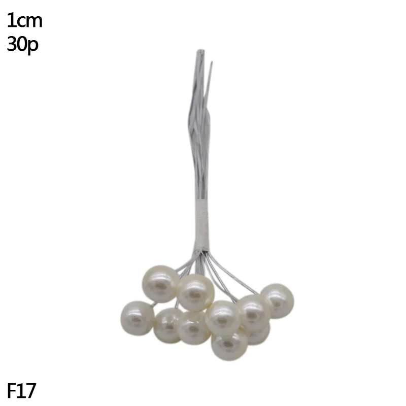 30pcs 1cm Рождественские украшения, белые смешанные гибридные цветы, вишня, тычинки, ягоды, набор, сделай сам, Подарочная коробка, венки, рождественские, свадебные, декоративные принадлежности - Цвет: 30pcs 1cm
