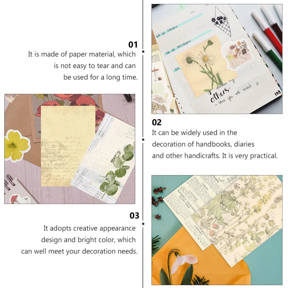 

2 Sets Pretty Paper Stickers Decorative Flower Decals Scrapbooking DIY Supplies