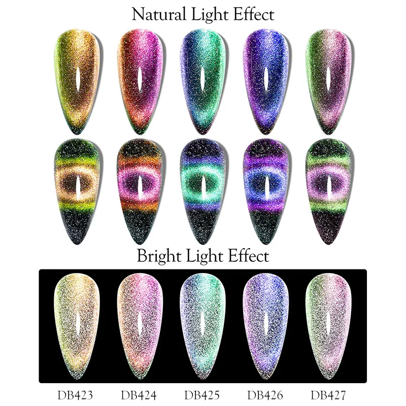 Mtssii Reflective Cat Eye Magnetic Gel Rainbow Glitter Nail Polish Soak Off UV Sparkling Auroras Laser Art | Красота и здоровье