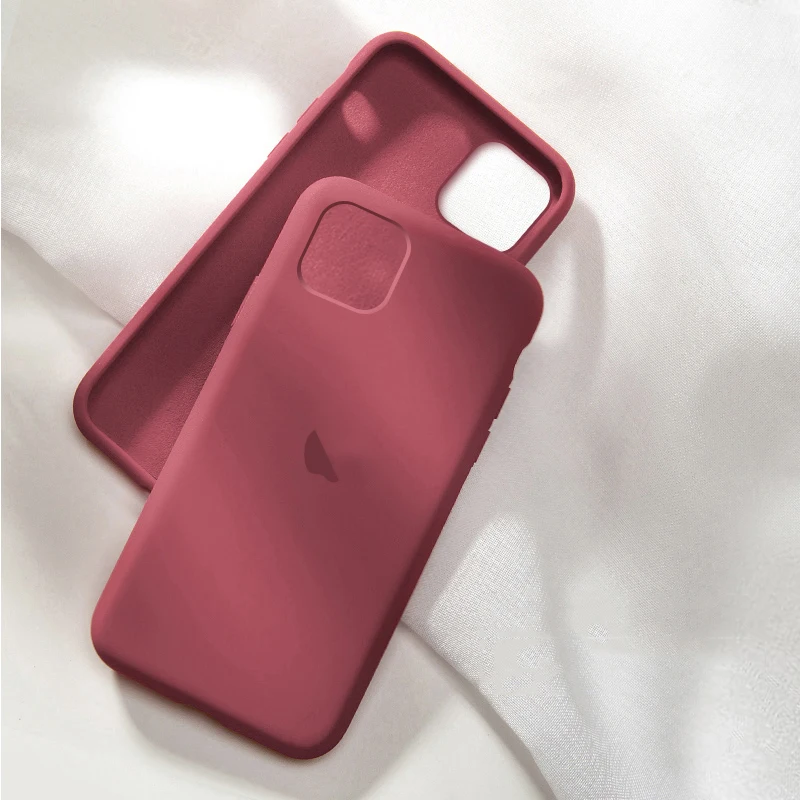 Camellia color Официальный силиконовый чехол для Apple iphone X Xs max 7 8 6 S 6 S Plus X XR с логотипом чехол для iphone 11 Pro max чехол - Цвет: Camellia color