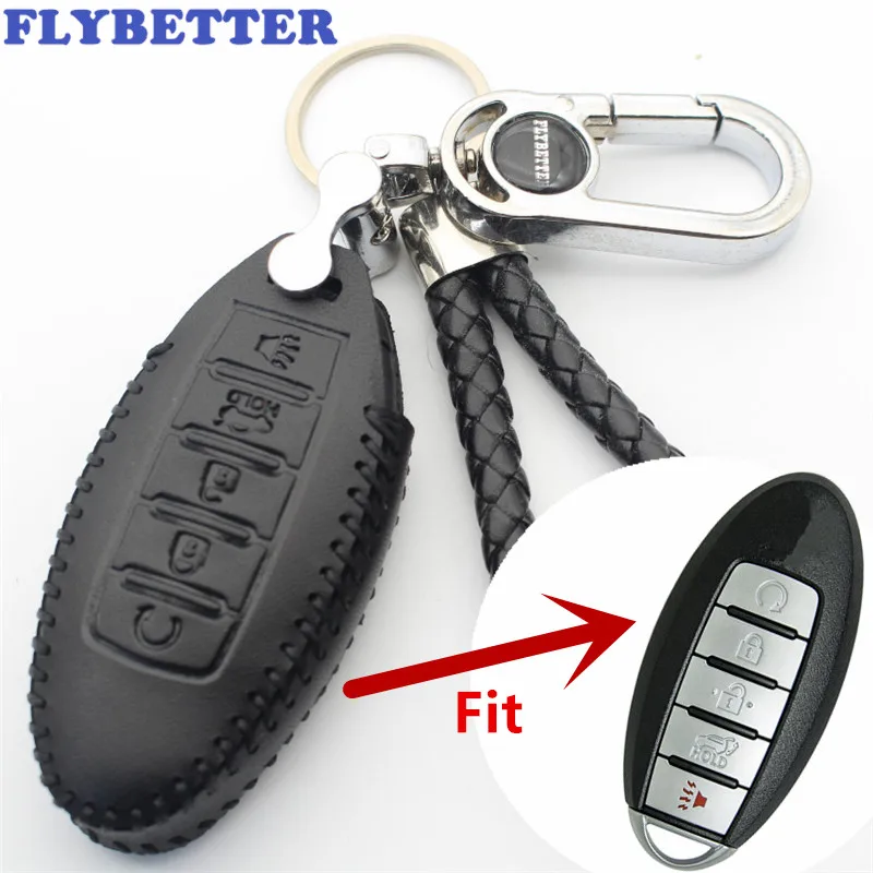 Чехол для смарт ключей FLYBETTER из натуральной кожи с 5 кнопками Nissan