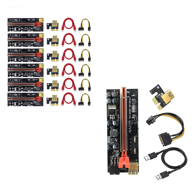 

VER009C PLUS usb 3.0 PCI-E Райзер Экспресс 1X до 16X Райзер адаптер карта SATA 15 контактов до 6 контактов питания