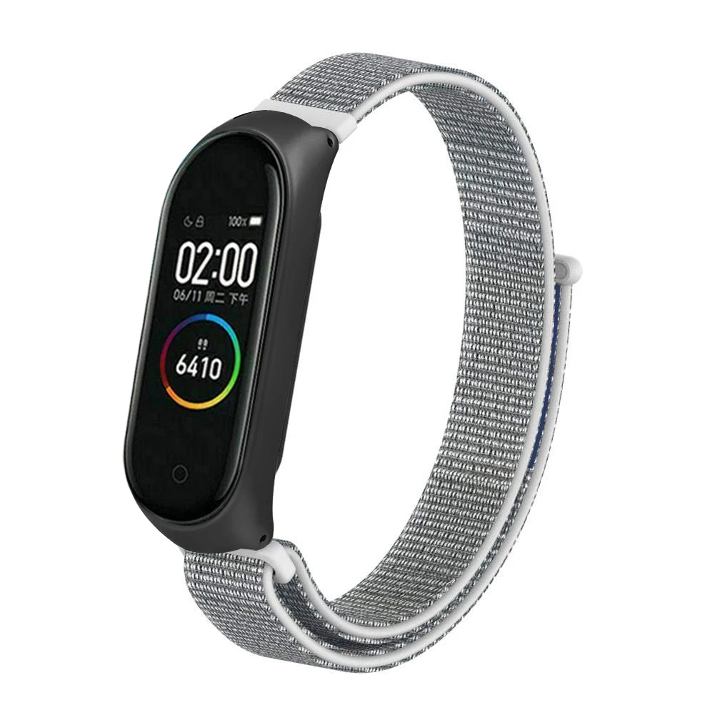 White Black Смарт-браслет на запястье, ремешок для часов Xiaomi mi 3 4 mi Band 4 3, нейлоновый браслет, ремешок из нержавеющей стали - Цвет: White Black