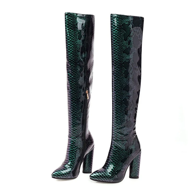 Женские сапоги-ботфорты TAOFFEN сапоги на молнии с острым носком толстом каблуке