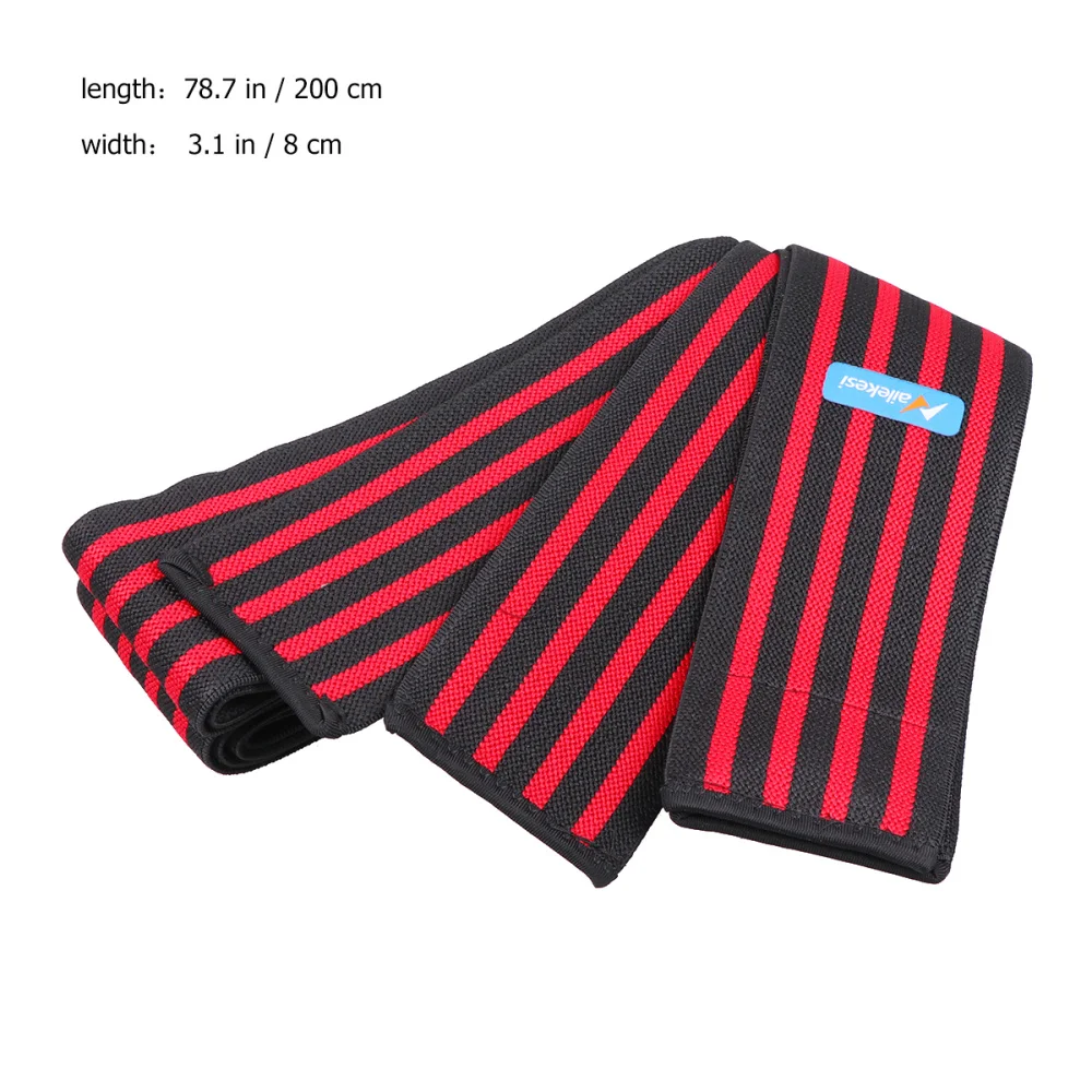 

1 Pair 2m Flexible Knee Support Strap Hook and Loop Knee Sleeve Knee Brace for Running Basketball Exercises (Red)