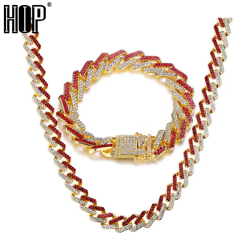 Хип-хоп, 1 комплект, 13 мм, Bling Iced Out, циркон, кубинский, полный, проложить горный хрусталь, мужской браслет, ожерелье Золотое серебро для Мужчин, Ювелирные изделия